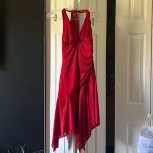 Vintage 90’s Trixxi red asymmetrical midi dress